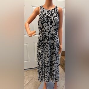 Tommy Hilfiger Black and White Floral Midi Dress